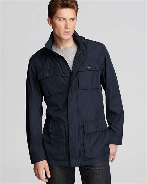 michael kors short nylon field jacket navy|Michael Kors leather coats.